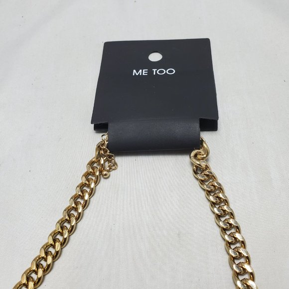 Me Too peach tone w/ rhinestones sparkle statement necklace w/ gold link chain - Picture 6 of 6